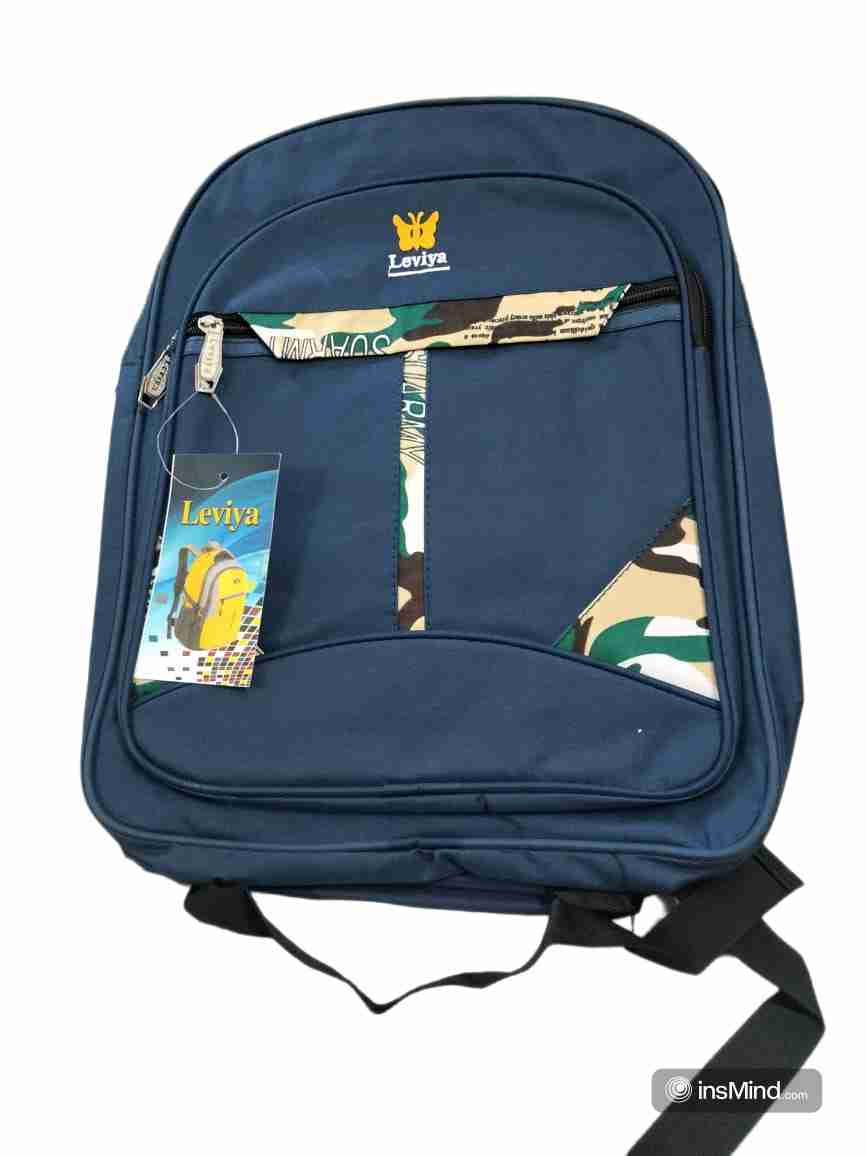 Blue Geometric Print Polyester School Bag