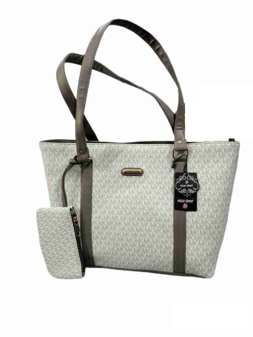 Women's Tote Bag with MK Monogram Pattern and Small Wallet