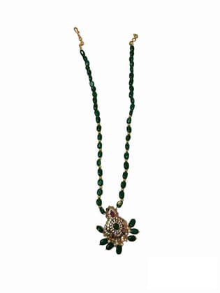 Green Stone Gold Plated Traditional Necklace Set