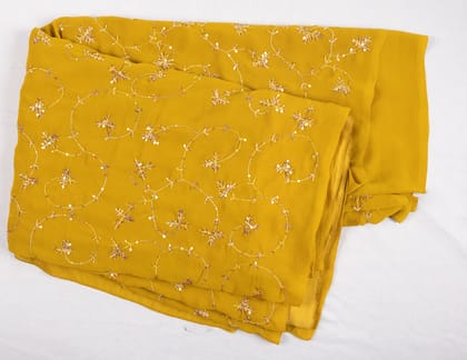 Yellow Chiffon Saree with Silver Embroidery