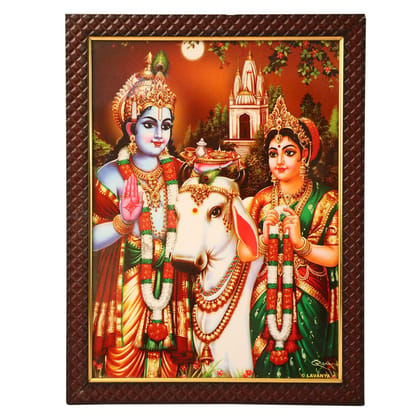 Lord Krishan Wooden Photo Frame, Handcrafted Photo Frame, Photo Frame for Mandir, (NULM-Tirupati-24), (27 x 5 x 34)cm