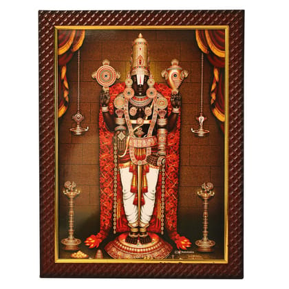 Tirupati Balaji Wooden Photo Frame/ Handcrafted Photo Frame/ Pohot Frame for Mandit (NULM-Tirupati-21)/ (27 x 5 x 34)cm