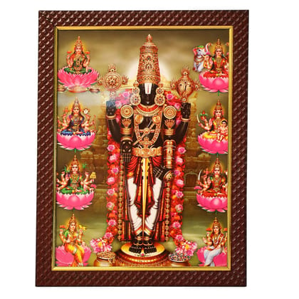 Tirupati Balaji Wooden Photo Frame/ Handcrafted Photo Frame/ Pohot Frame for Mandit (NULM-Tirupati-19)/ (27 x 5 x 34)cm