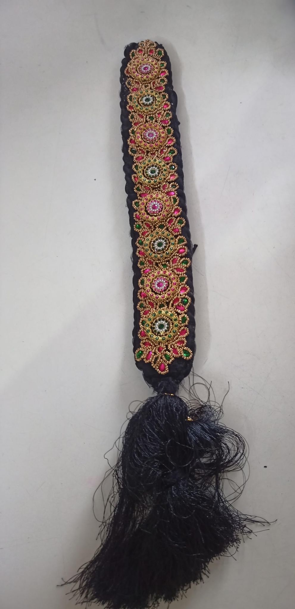 Black Beaded Hair Band with Tassel