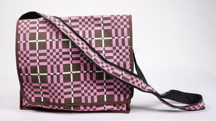 Retro Checkered Canvas Crossbody Bag with Adjustable Strap