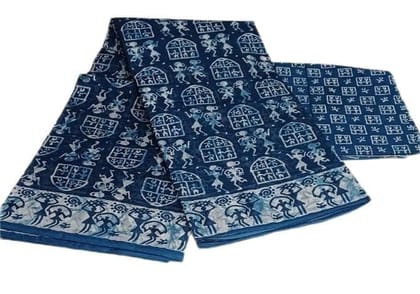 Daily Wear Cotton Saree (Blue)