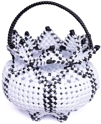 Black and White Beaded Basket