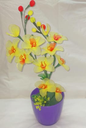 Yellow Orchids Artificial Stocking Flower with Pot handmade