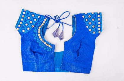 Women's Blue Embroidered Mirror Work Blouse