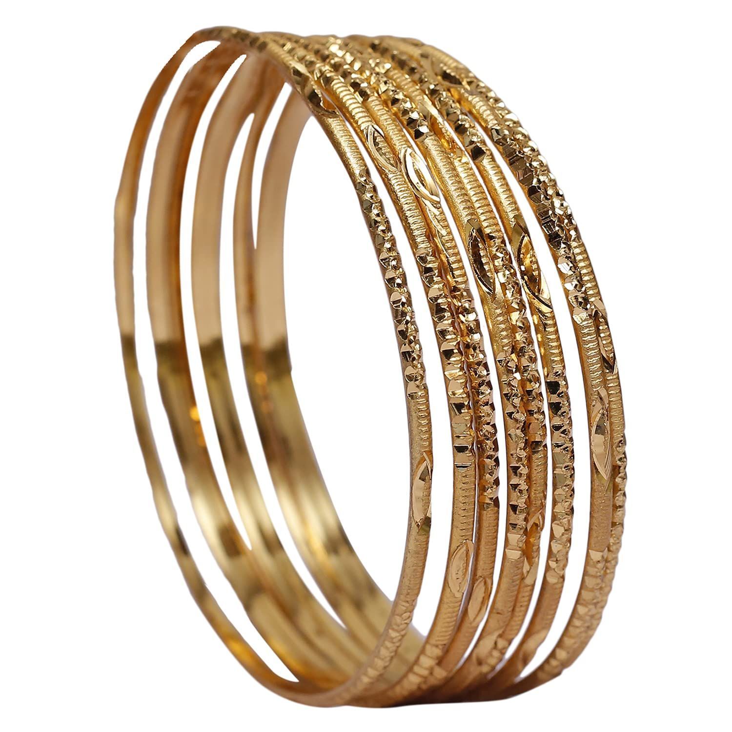 Gold-Plated Textured Handcrafted Womens Bangles/ Designer Party wear Bangles/ Bangles/ Set of 8