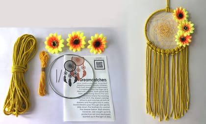 The brown box Sunflower Dream Catcher Making Kit,Craft Kit,Art and Craft Kit,Craft Kit for Girls 9-12,Art and Craft Kit for Adults,Hobby kit,Birthday Gift,Return Gift,DIY Kit.