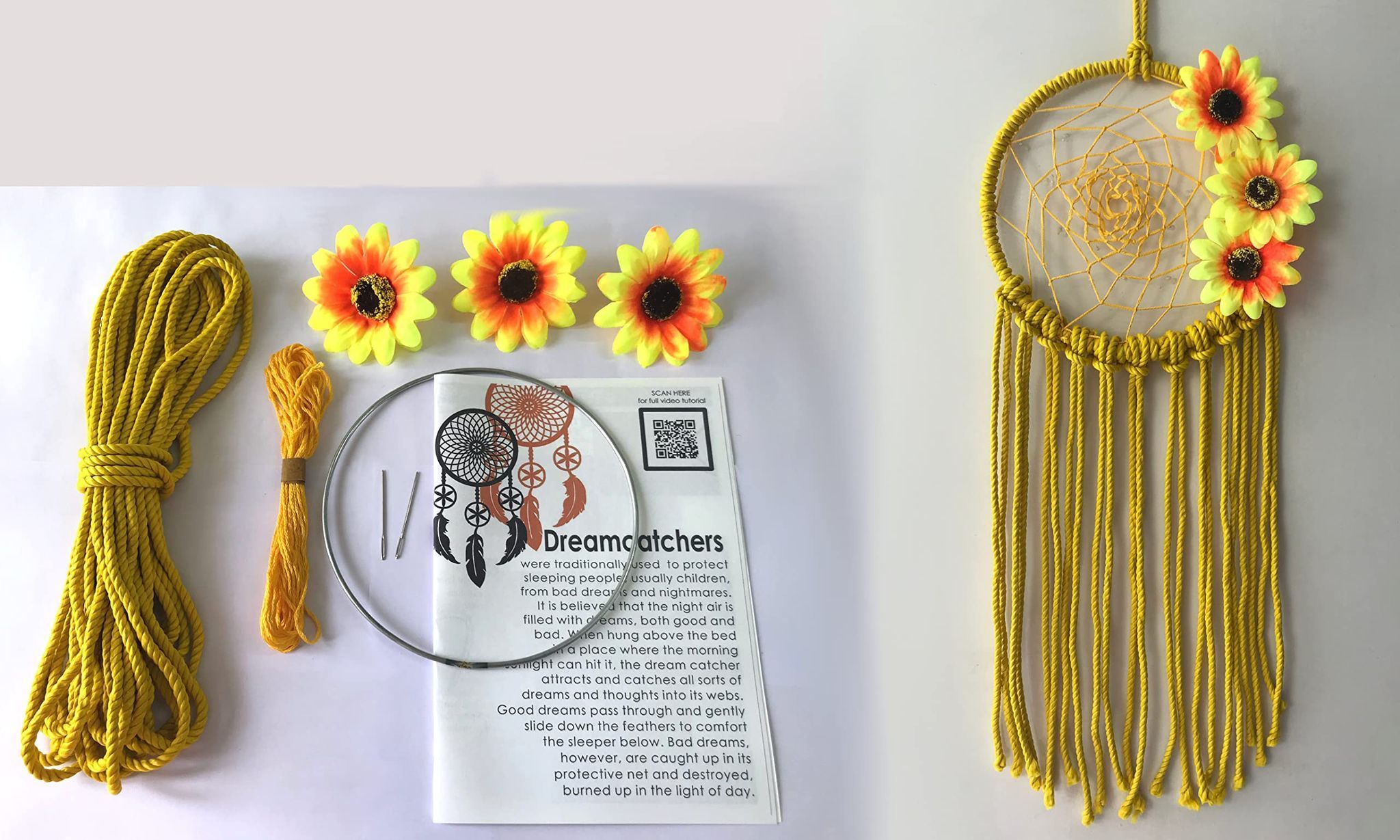 The brown box Sunflower Dream Catcher Making Kit,Craft Kit,Art and Craft Kit,Craft Kit for Girls 9-12,Art and Craft Kit for Adults,Hobby kit,Birthday Gift,Return Gift,DIY Kit.