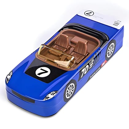 Stylish Metal Racing Car Shape Pencil Box for Kids – Double Layer Metal Pencil Case for Kids Boys/Pencil Case for Students,Birthday Return Gift for Kids (Blue)