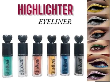 Glitter Liquid Eyeliner Set - 6 Colors Waterproof Shimmer Eyeshadow Makeup Kit - Long Lasting Metallic Eyeliner for Women - Easy to Apply and Remove