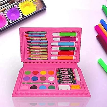 Art Set for Kids, 42 Pieces Deluxe Art Supplies Set, Non Toxic Washable Crayons, Colored Pencils, Oil Pastels, Watercolor Paints, Brushes, Sketch Pad, Perfect Art Set for Toddlers, Boys and Girls