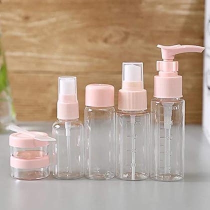  6Pcs/Set Travel Bottles Set Refillable Empty Cosmetic Containers Makeup Lotion Shampoo Travel Accessories Pink