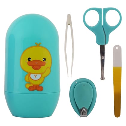 Baby Nail Care Kit with Scissors, Nail Clippers, Tweezers and Nail File, 4-Piece Set (RANDOM COLOR)