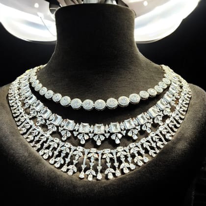 American Diamond Necklace Set By Dia Art Jewels