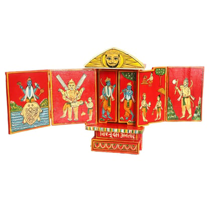 Kavad Box Illustrating Dasavatar of Lord Vishnu|8" (H)