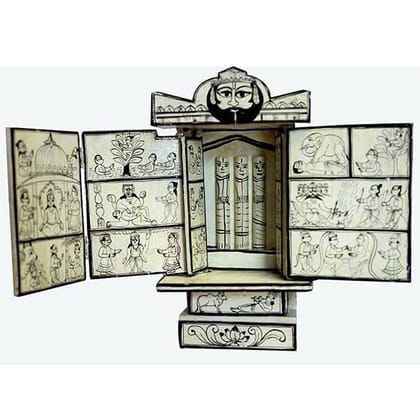 Kavad Box Illustrating Ram and Krishna Story|8" (H)