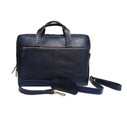 Sleek and Functional Double-Compartment Laptop Bag - Navy Blue