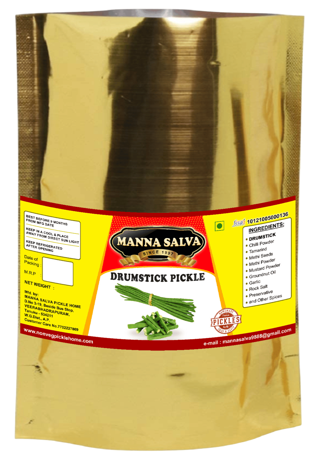 Manna Salva Pickles-  Drumstick Pickle - Veg Pickle