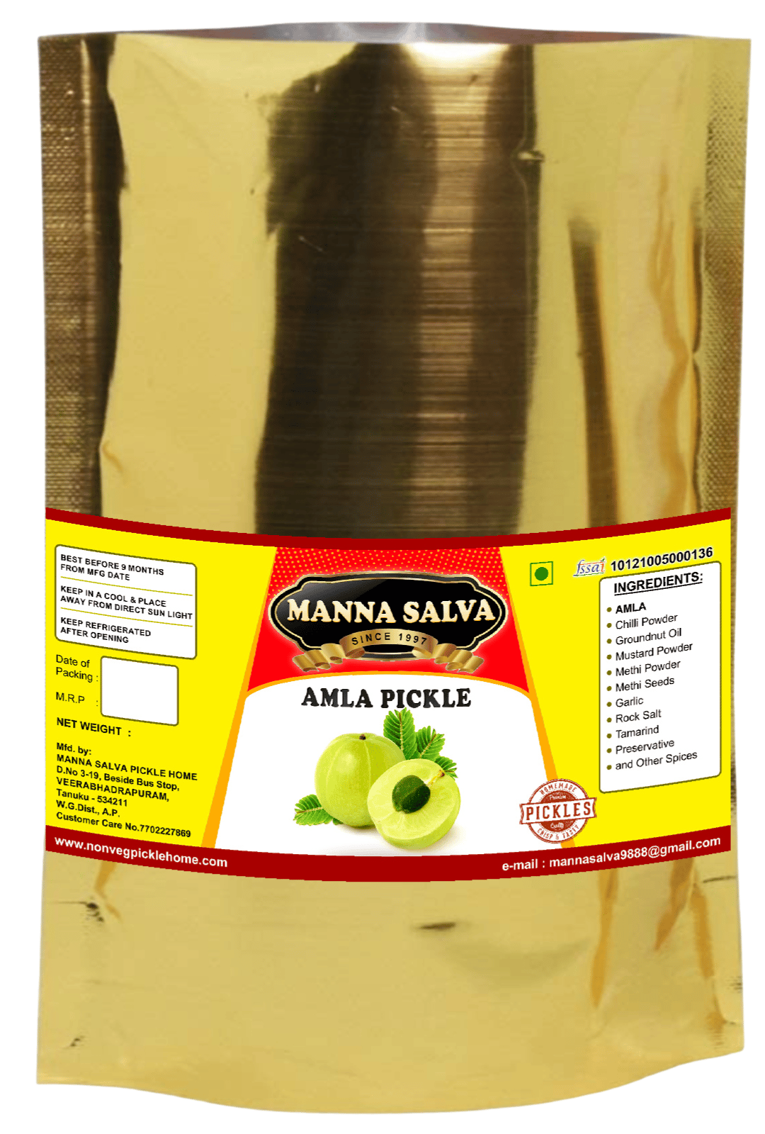 Manna Salva Pickles- Amla Pickle - Veg Pickle