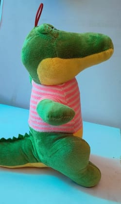 Plush Alligator in Pink Striped Shirt