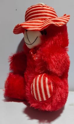 Red Teddy Bear with Striped Hat and Paws