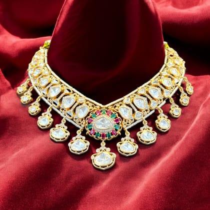 Kundan Meenakari Gold Plated Choker Necklace Set By Dia Art Jewels