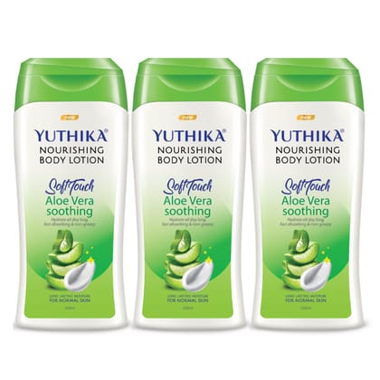 Yuthika Aloe Vera Body Lotion 200ml Pack of 3, Instant Hydration, Fast Absorbing & Long Lasting Nourishing Body Lotion