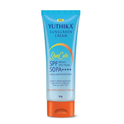 Yuthika Sunscreen SPF 50 PA++++ with UVA & UVB Protection 30g, Dermatologically Tested Sunscreen Cream for Women and Men