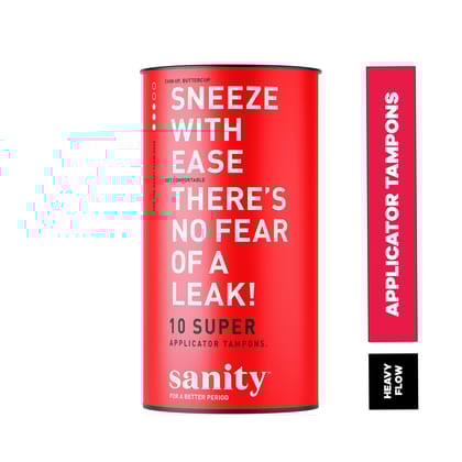 Sanity Super Applicator Tampons – Pack of 10 for Medium to Heavy Flow | Safe Period Protection