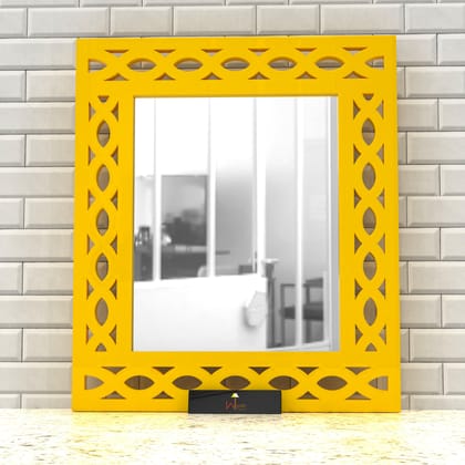 Modern Decorative Wooden Wall Mirror Bathroom Mirror-Yellow