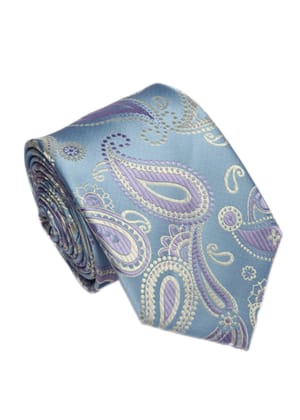 Men's Paisley Formal Necktie - Sky Blue-Free / Sky Blue