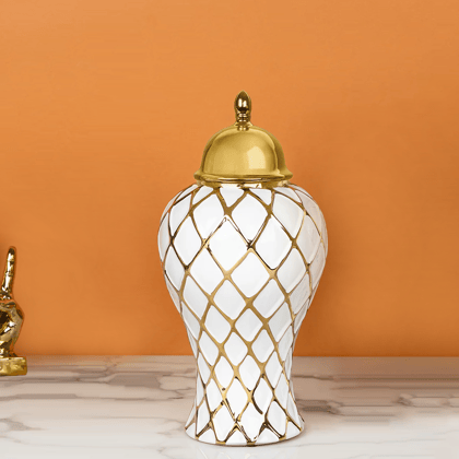 Golden Garden Ceramic Vase & Decorative Showpiece - Small-HEIGHT - 16 INCHES & WIDTH - 7.5 INCHES / CERAMIC / AVAILABLE