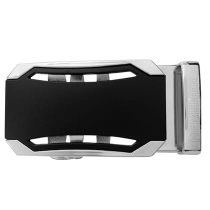 Hemener Men Metal Auto Grip Sliver Glossy Buckle