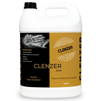 CLENZER Bliss Herbal Hand Sanitizer Gel - 75% Ethyl Alcohol - 5 Liter-5 L