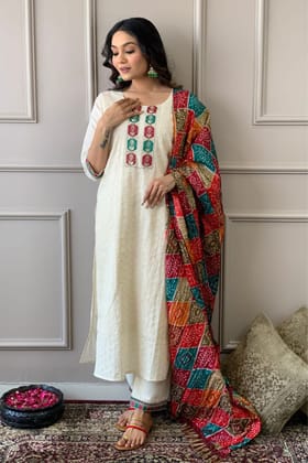 Schiffle Chikankari Cotton Set-M