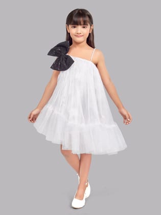 One Shoulder Asymmetrical  Dress -White-3-4 Y / White