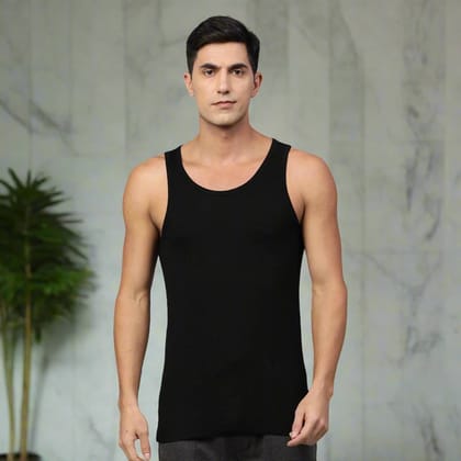 Bamboo Vest for Men - Pack of 1-Small - 84 cm  |  33 in / Black