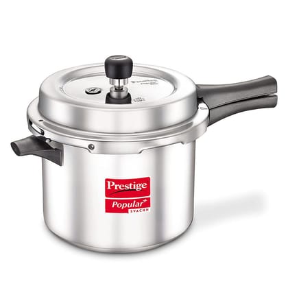 Prestige Popular Plus Svachh Virgin Aluminium Spillage Control Pressure Cooker, 5 L (Silver)