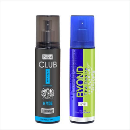 BYOND CLUB HOUSE LONG LASTTING NO GAS PERFUME - 120 ML, Pack Of 2 (Hyde & Desire, 120Ml)