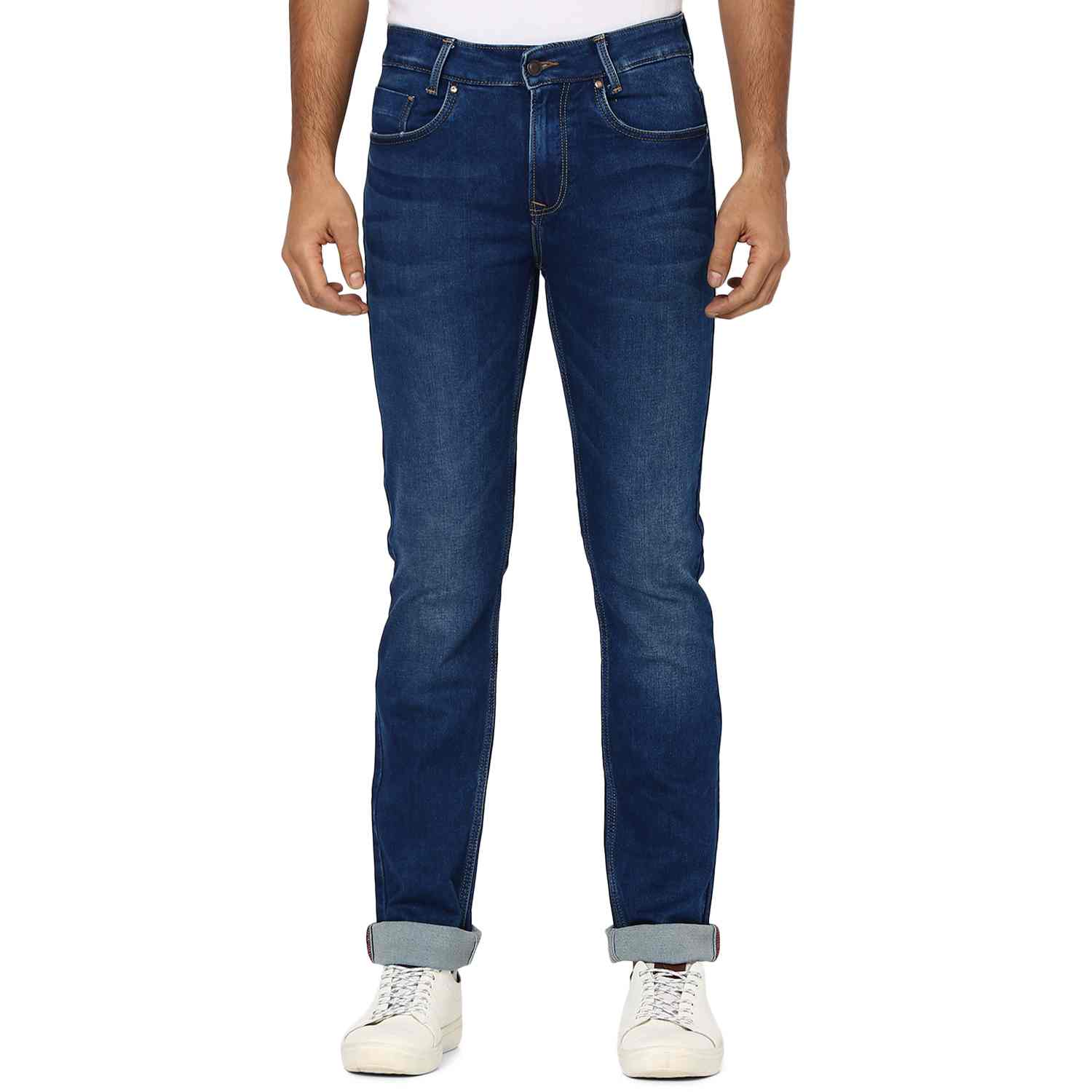 Mufti Dark Blue Super Slim Fit Knitted Stretch Jeans