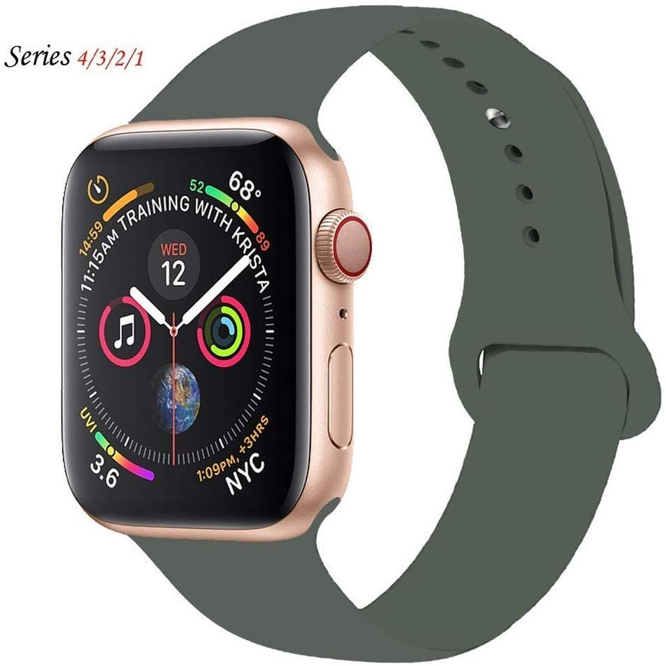 Sports Silicone Band for iWatch 42mm | 44mm | 45mm |-M / L / Olive Green