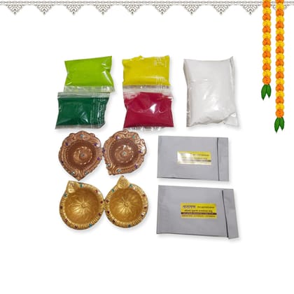 Handmade Diwali Set (5 Rangolis, 4 Diyas & 2 Ubtan Packets)