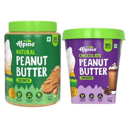 Best Seller Peanut Butter Combo - Natural Crunch 1kg & Chocolate Smooth 1kg - Saver Value Pack