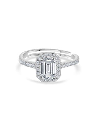 1.5 Carat American Diamond Adjustable Halo Ring in 925 Silver-Adjustable