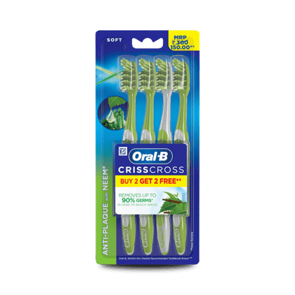 Oral-B 123 Soft Toothbrush - With Neem Extract, Prevents Bacteria & Germs, 2 Units Pack