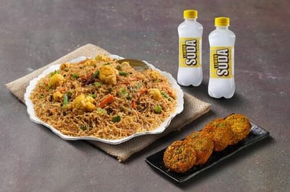 Hyderabadi Veg Biryani With Kebab & Beverage Combo